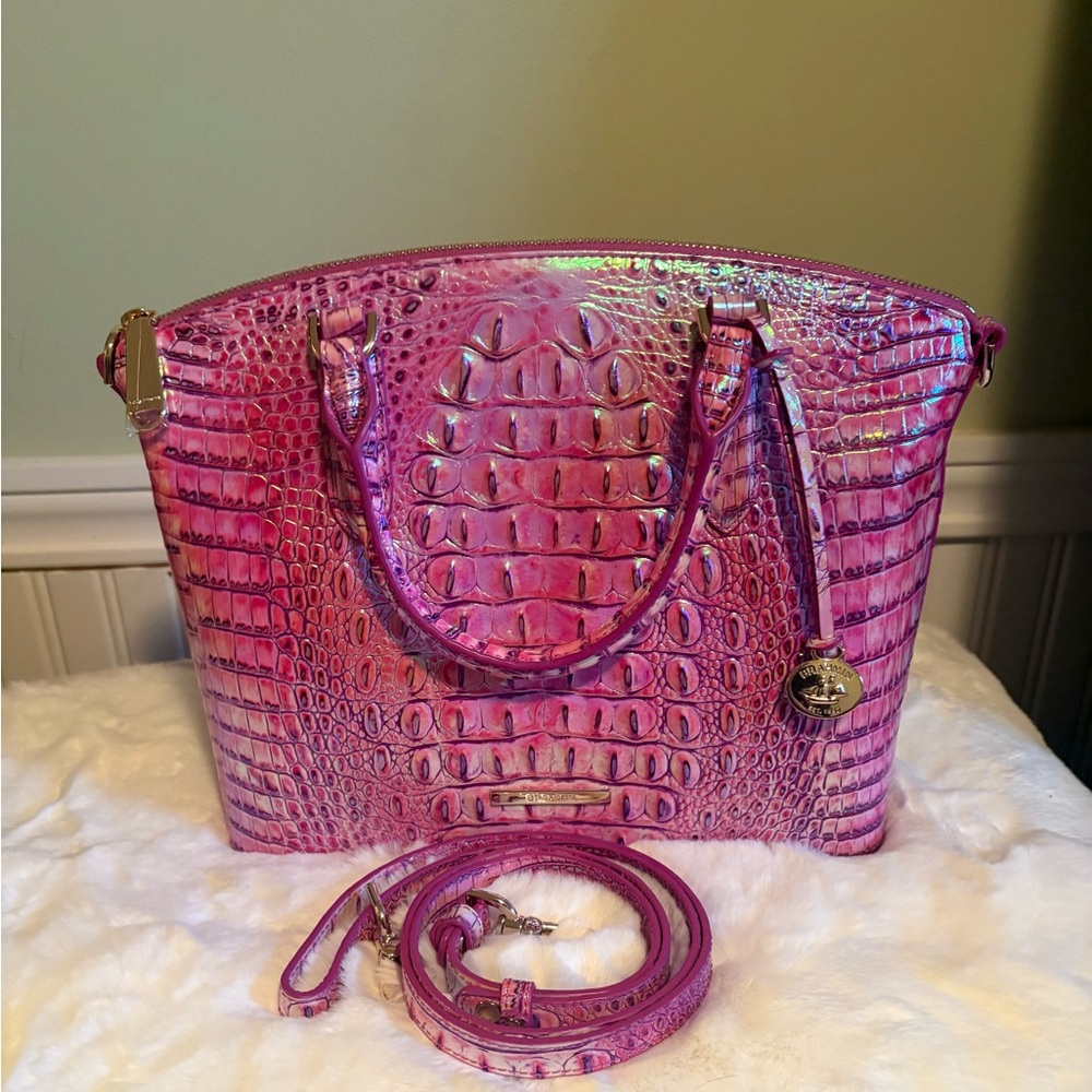 Brahmin Purple Iris Medium Duxbury NWOT. Cardboard inside still.